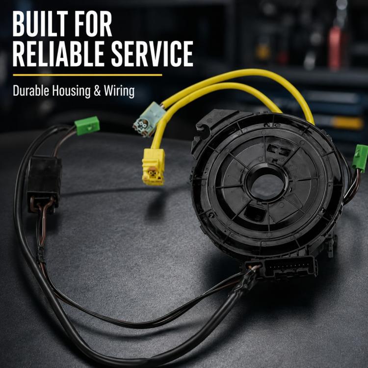 Steering wheel clock spring spiral cable with durable black housing and yellow wire harness