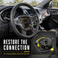 Steering wheel clock spring spiral cable shown with yellow and green electrical connectors