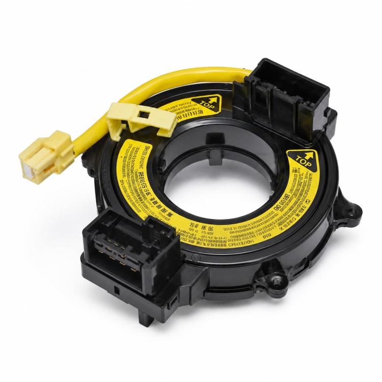 Steering wheel clock spring spiral cable assembly with yellow wire and connector, black