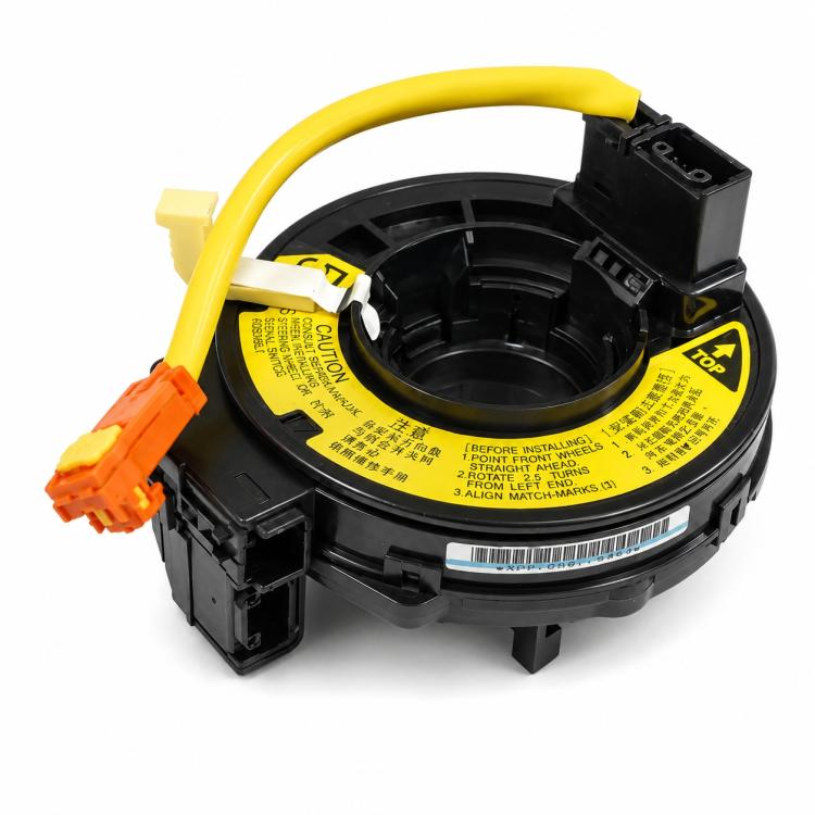 Steering wheel airbag clock spring spiral cable, black housing with yellow wire and orange plug
