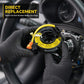 Steering wheel airbag clock spring spiral cable held in gloved hands, yellow wire and orange plug