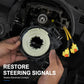 Steering wheel airbag clock spring spiral cable held in hands, showing yellow connectors