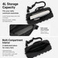 Black crossbody bag interior with layered compartments, tablet sleeve, and soft-lined pocket.