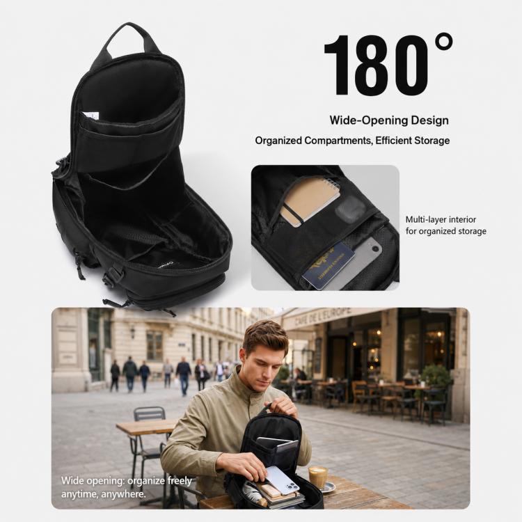 OZUKO Men 12L Large Capacity Multifunctional Outdoor Cycling Crossbody Chest Bag