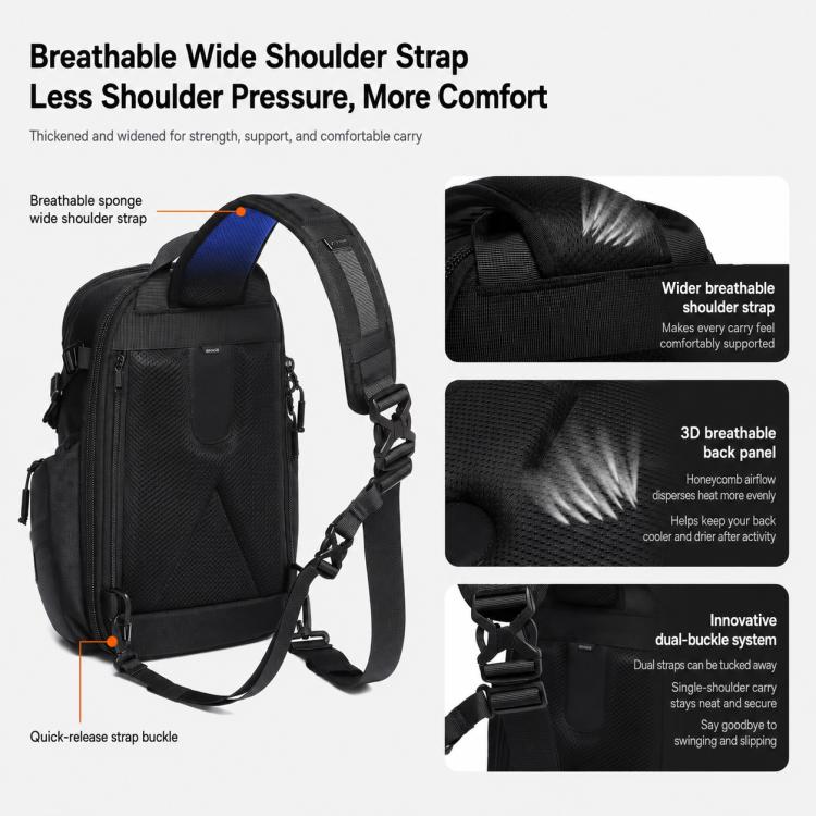 OZUKO Men 12L Large Capacity Multifunctional Outdoor Cycling Crossbody Chest Bag