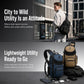 Blue and tan men's utility sling chest bags with front zip pockets and adjustable straps.