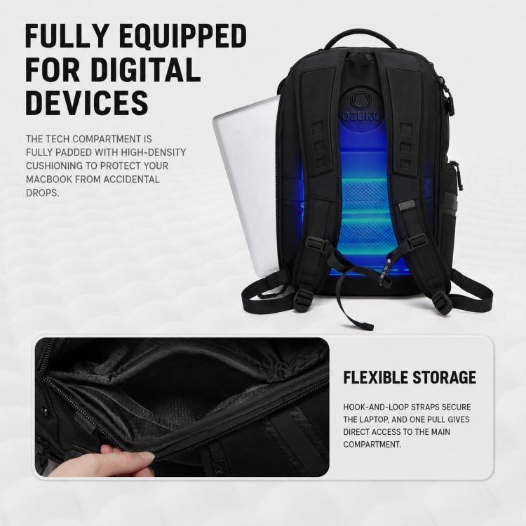 OZUKO Men Large Capacity Waterproof Laptop Backpack Commuter & School Bag
