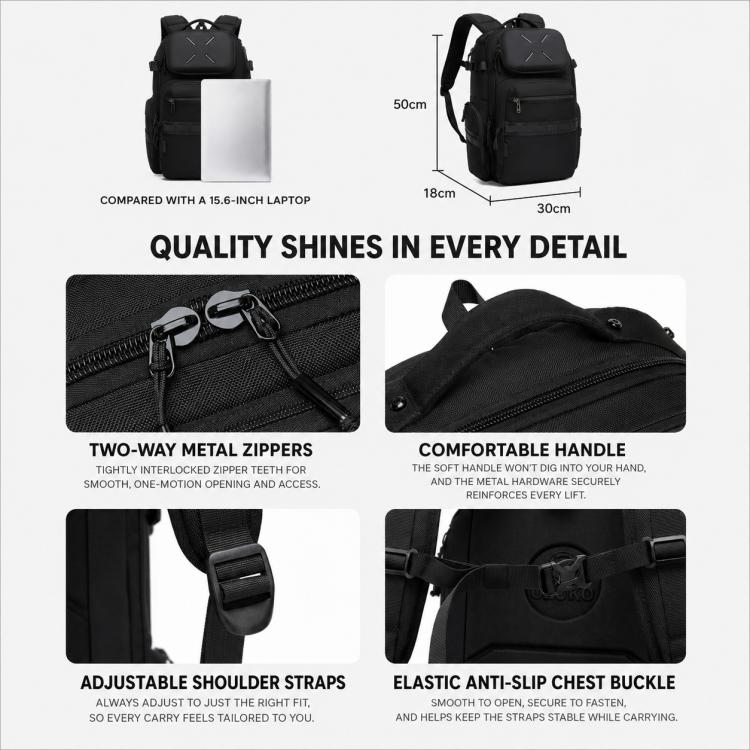 OZUKO Men Large Capacity Waterproof Laptop Backpack Commuter & School Bag
