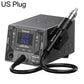 Hot air rework station with black unit, nozzle, and US plug power cable