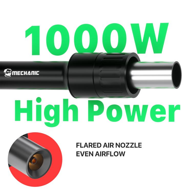 Black 1000W hot air nozzle with flared airflow tip