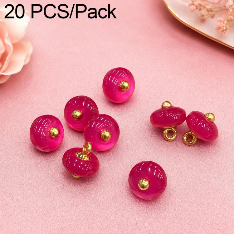 Pink resin disc buttons with gold-tone loops, 20-pack decorative fasteners