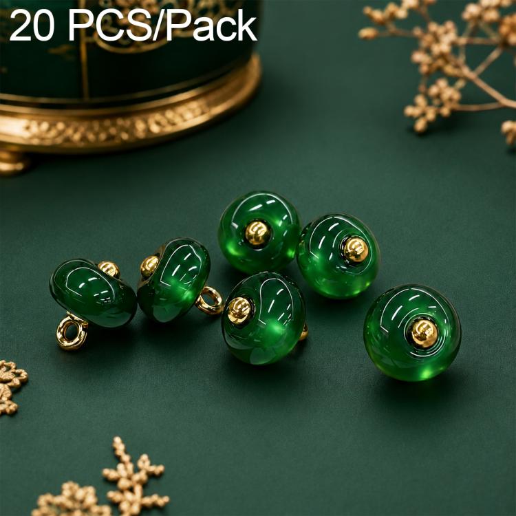 Dark green resin disc buttons with gold-tone loops, 20-pack decorative fasteners