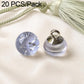Glass bead Chinese knot button set, light blue transparent with silver flecks, loop backing