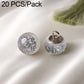 Glass bead Chinese knot button set, clear with silver flecks, metal loop backing