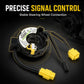 Steering wheel clock spring spiral cable with yellow connector plugs and coiled wiring