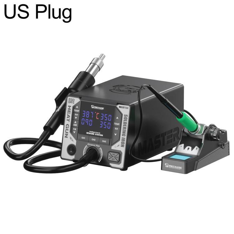 MECHANIC dual-station hot air rework station with US plug and digital control panel