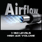 Hot air rework nozzle with airflow pattern and high air volume levels indicator
