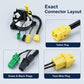 Airbag clock spring assembly with twin-wire yellow plug and green and black connectors