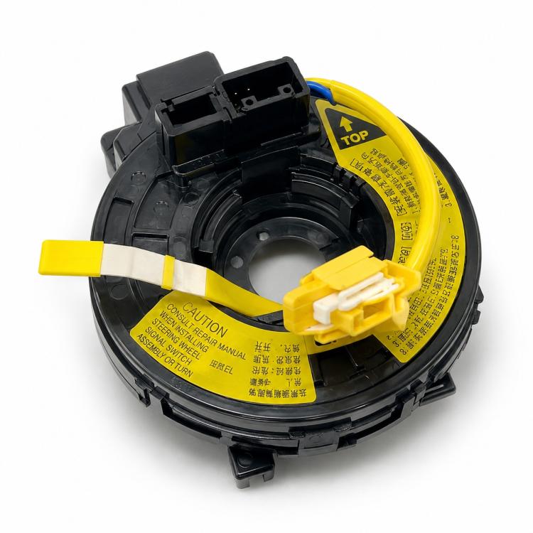 Steering wheel clock spring spiral cable assembly, black case with yellow connector