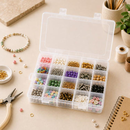 20-Compartment Detachable Transparent Plastic Storage Box, 20-Compartment