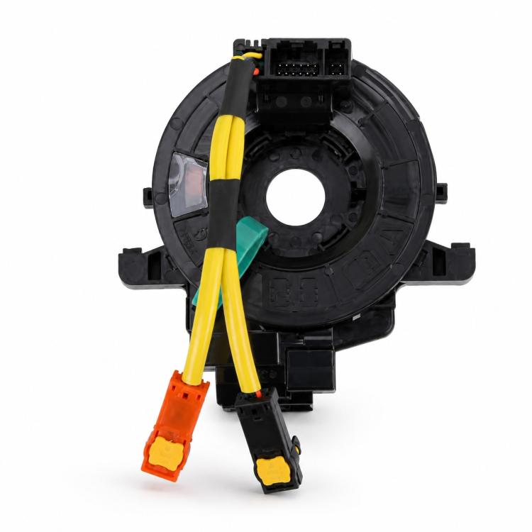 Clock spring spiral cable assembly with black housing and multicolor wiring pigtails