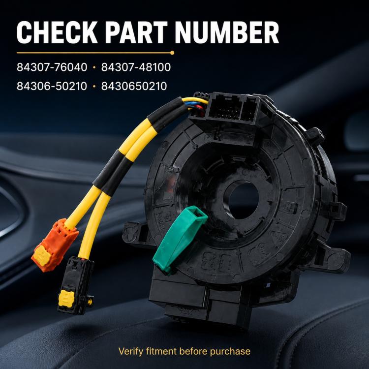 Steering wheel clock spring spiral cable assembly with wiring and part-number label