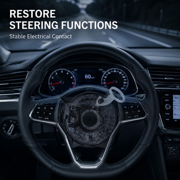 Car steering wheel clock spring, black center module on steering wheel with white loop