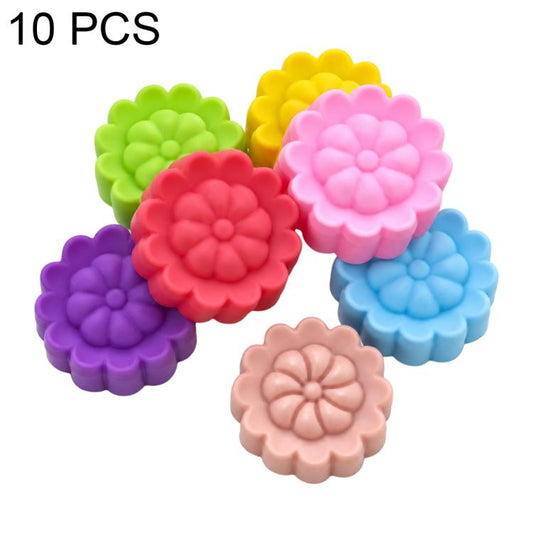 Silicone flower molds set, 10-piece pack with purple, red, green, pink, blue, peach flower shapes