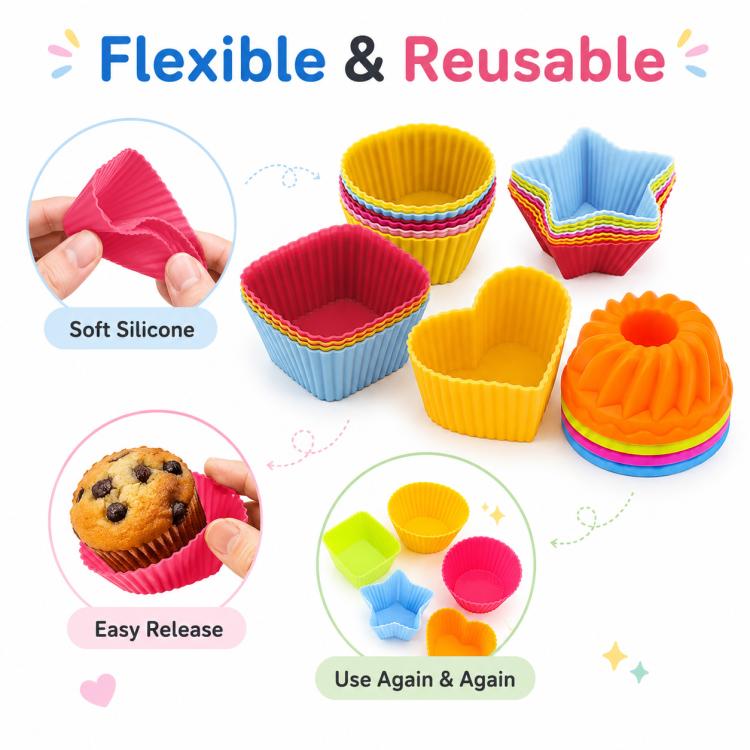50 PCS/Pack Silicone Cake Baking Mold