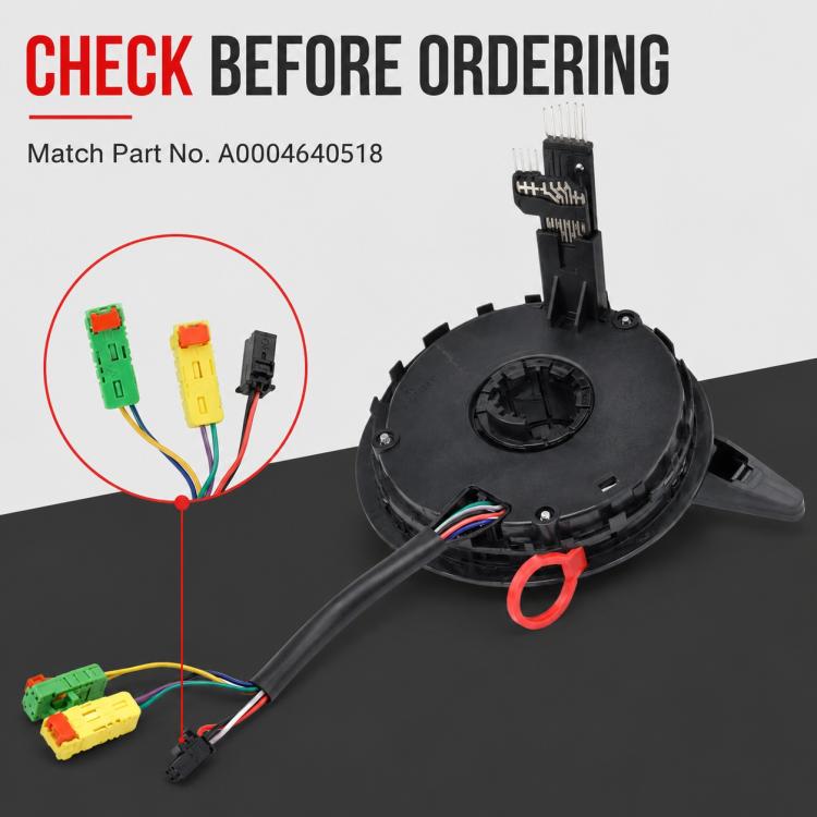 Mercedes-Benz steering wheel clock spring with connector harness and spiral cable