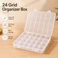 24-Compartment Non-Removable Clear Plastic Organizer Box, 24-Compartment