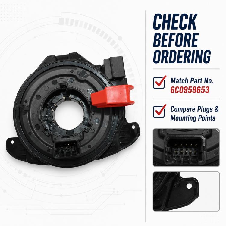 Car Steering Wheel Airbag Clock Spring Spiral Cable 6C0959653, For Skoda