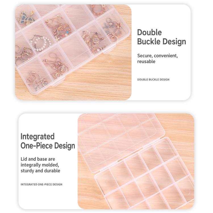 15-Compartment Non-Removable Clear Plastic Organizer Box, 15-Compartment