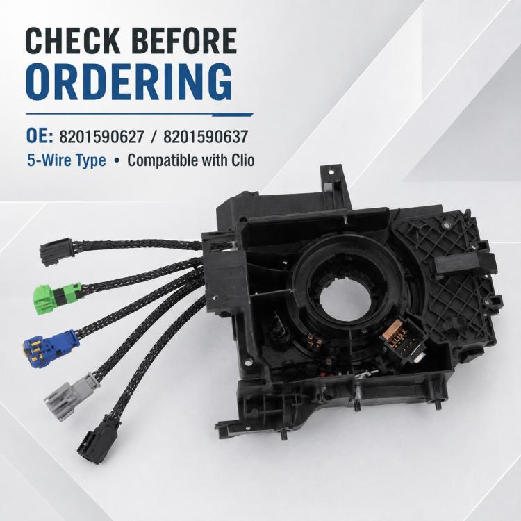 Steering wheel clock spring spiral cable assembly with five-color wire connectors