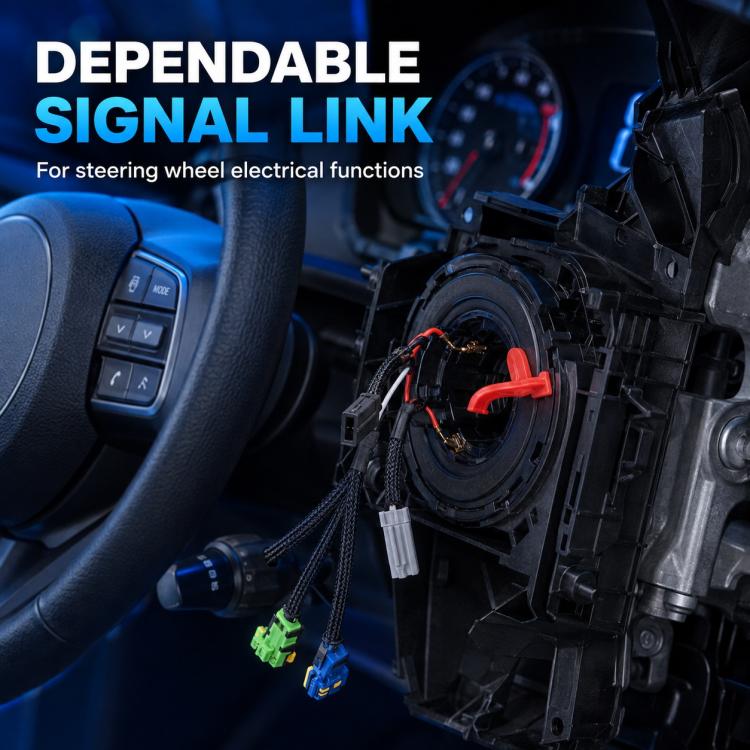Steering wheel clock spring spiral cable with connector leads and red terminal