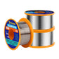 Stacked leaded solder wire reels (DS6) with orange rims and silver wire
