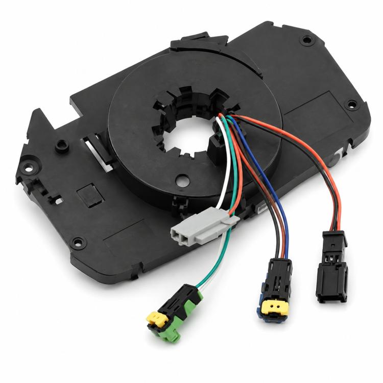 Black spiral clock spring airbag connector assembly with colored wire harness