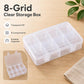 8-Compartment Adjustable Dividers Clear Plastic Organizer Box, 8-Compartment