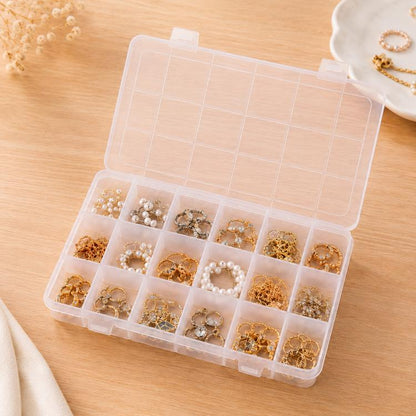 18-Compartment Non-Removable Clear Plastic Organizer Box, 18-Compartment