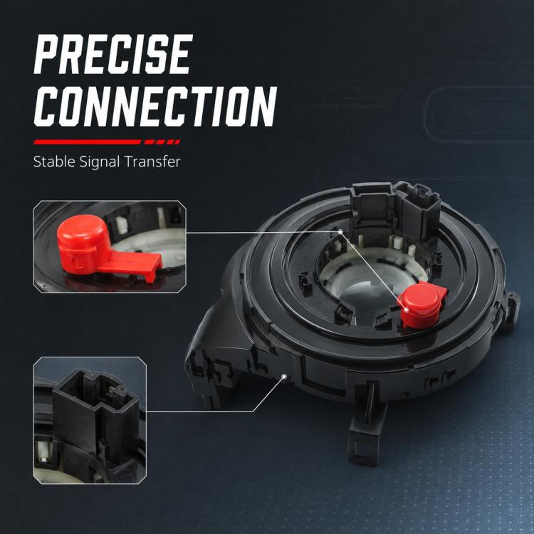 Car steering wheel airbag clock spring spiral cable, black coil housing with red connector