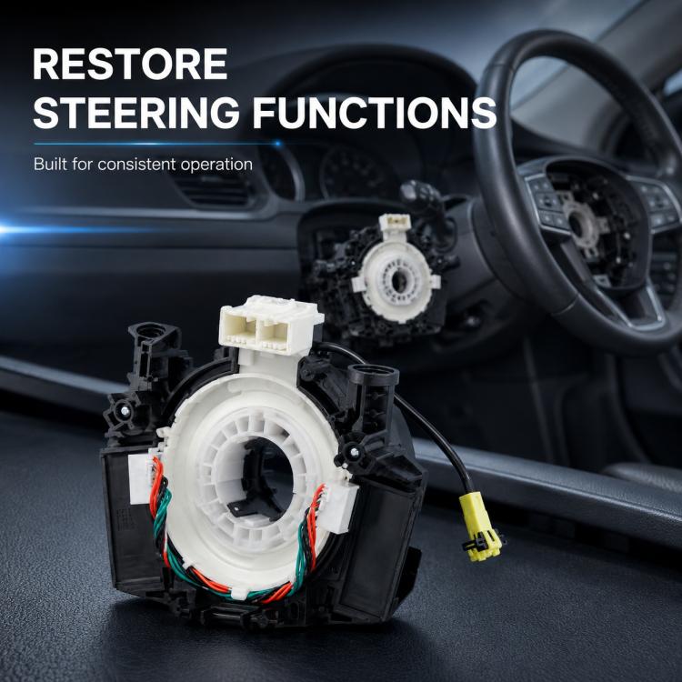 Steering wheel clock spring spiral cable assembly with white core, wiring, and connector