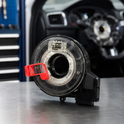 Black steering wheel airbag clock spring spiral cable with clear connector and red tab