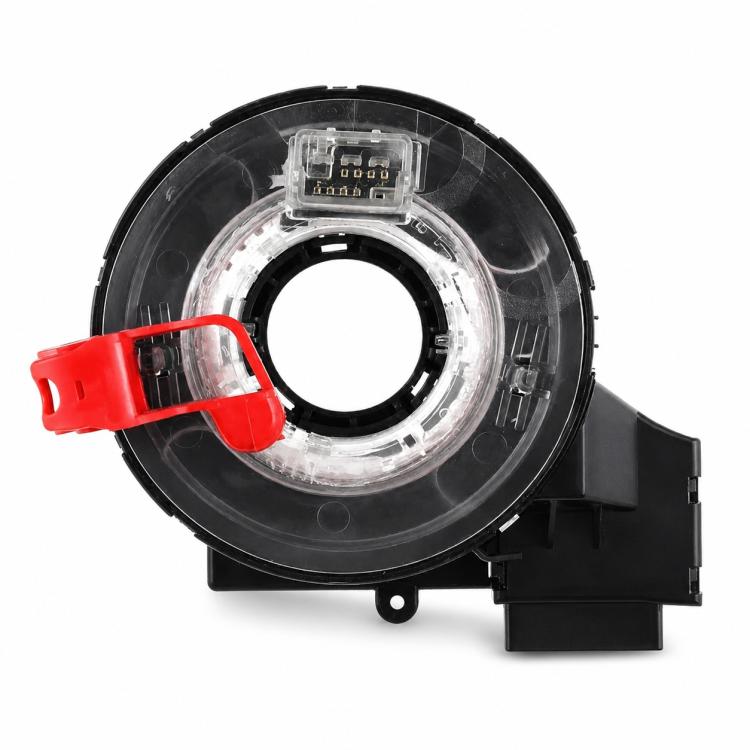 Steering wheel airbag clock spring spiral cable, black housing with clear ring and red latch