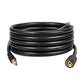 Coiled black rubber high-pressure washer water outlet hose with brass connector ends