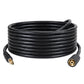 Long black rubber high-pressure washer water outlet hose, coiled, with brass quick-connect