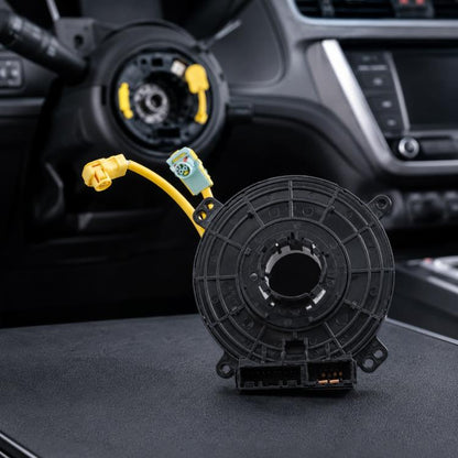 Steering wheel clock spring spiral cable with yellow wiring and black connector module