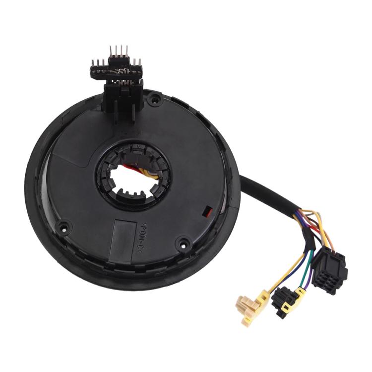 Steering wheel airbag clock spring spiral cable, black circular housing with wiring