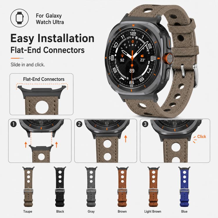 xDfind Hole Palm Texture Vegan Leather Watch Band, For Galaxy Watch Ultra2 2026 / 2025 / 1 2024, For Galaxy Watch9 / 8 / 8 Classic