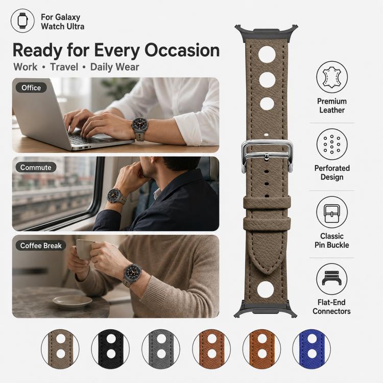xDfind Hole Palm Texture Vegan Leather Watch Band, For Galaxy Watch Ultra2 2026 / 2025 / 1 2024, For Galaxy Watch9 / 8 / 8 Classic