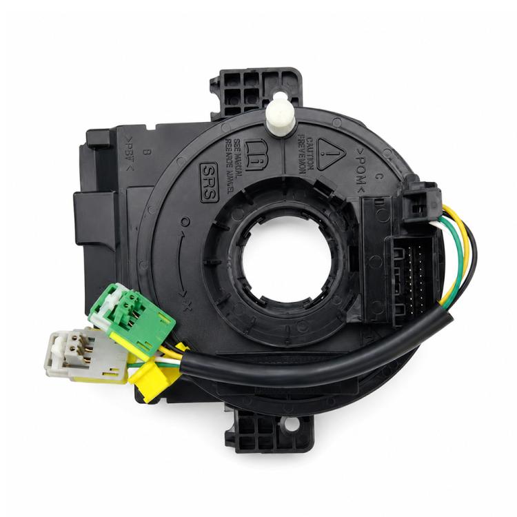 Steering wheel airbag clock spring spiral cable, black circular housing with plug wires